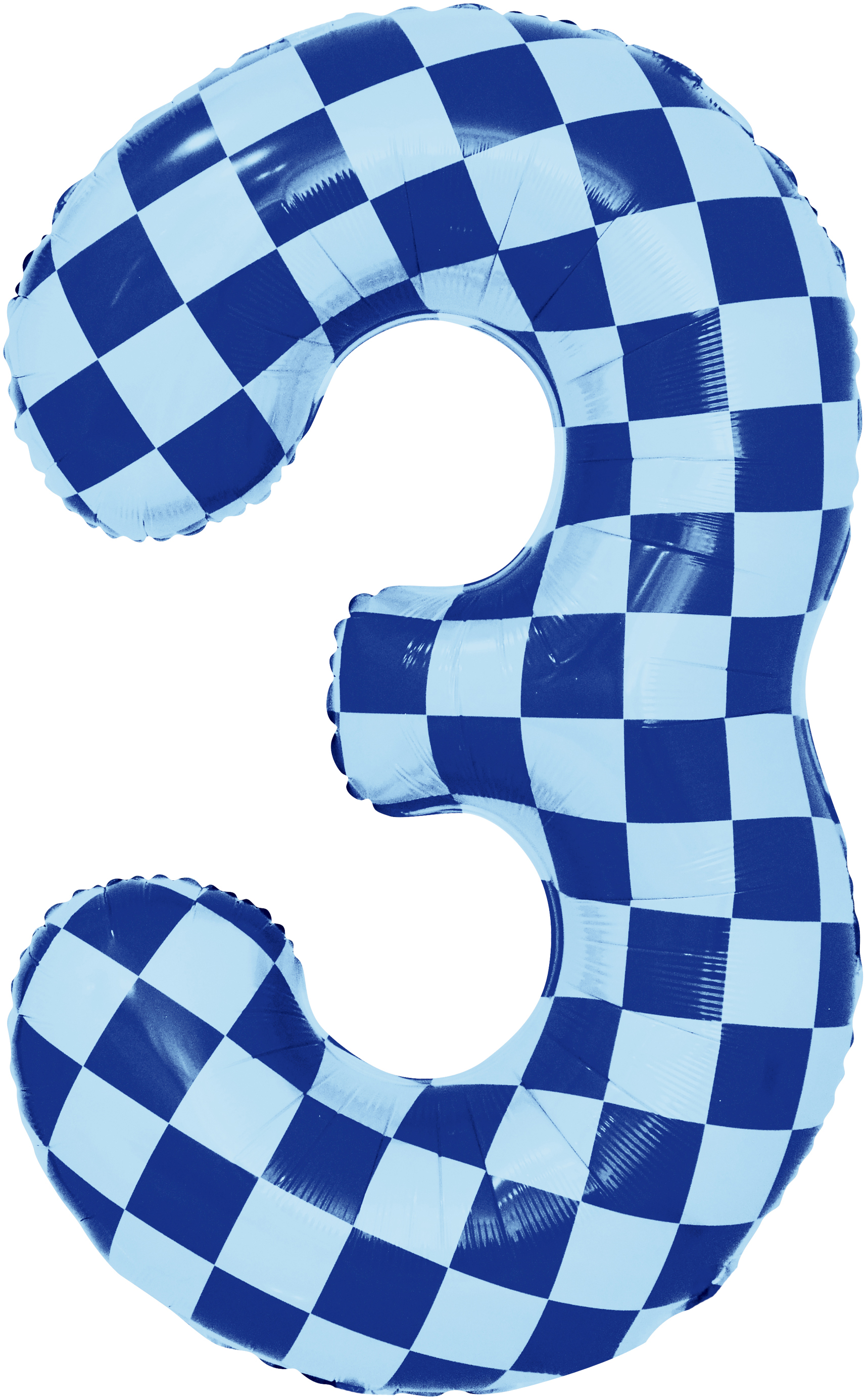 Шар (34''/86 см) Цифра, 3 Клеточки, Голубой/Синий, 1 шт. в уп.