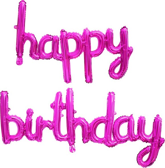 Набор шаров (17''/43 см) Мини-Надпись "Happy Birthday", Фуше, 1 шт. в уп.