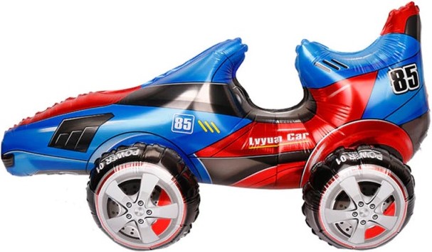 Шар 3D (24''/61 см) Фигура, Гоночная машина, Синий, 1 шт. в уп.