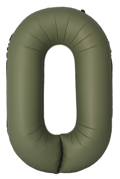 Шар (40''/102 см) Цифра, 0 Slim, Оливковый, Матовый, 1 шт. в уп.