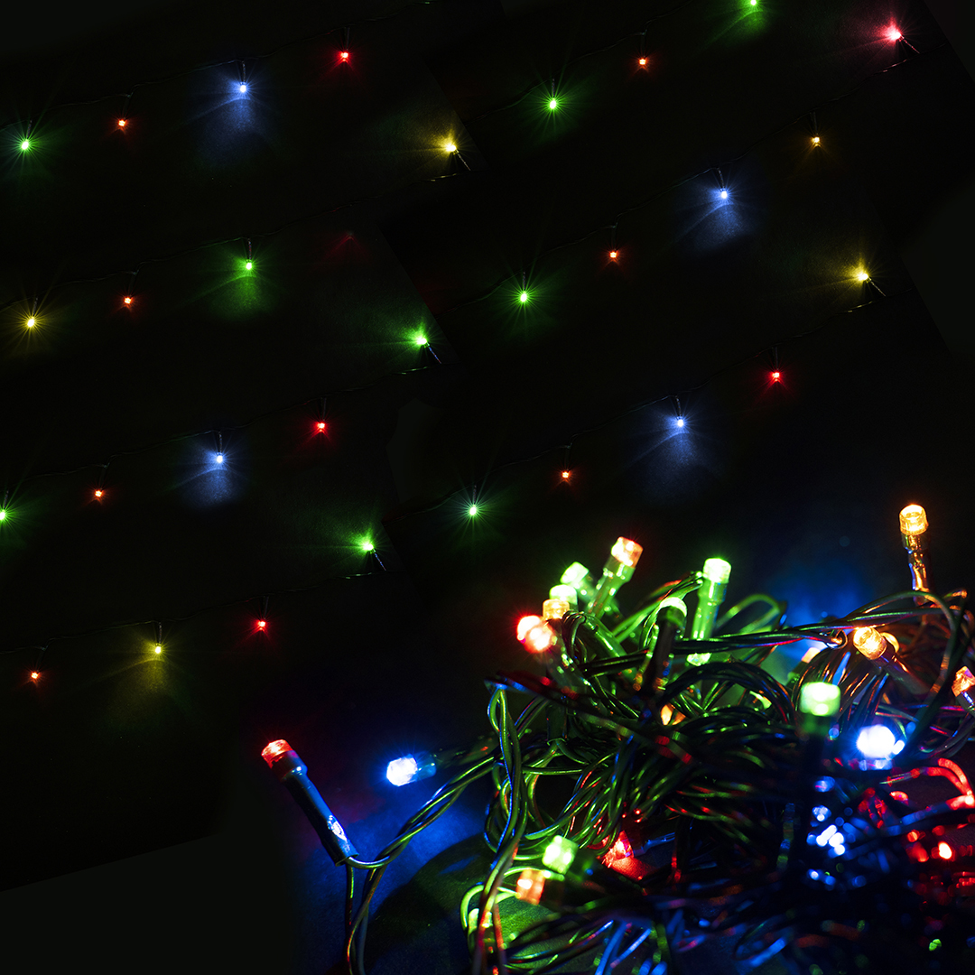 Светодиодная гирлянда, Нить Елочная 300 Led, 8 режимов, IP14, 20 м. Разноцветный, 1 шт.