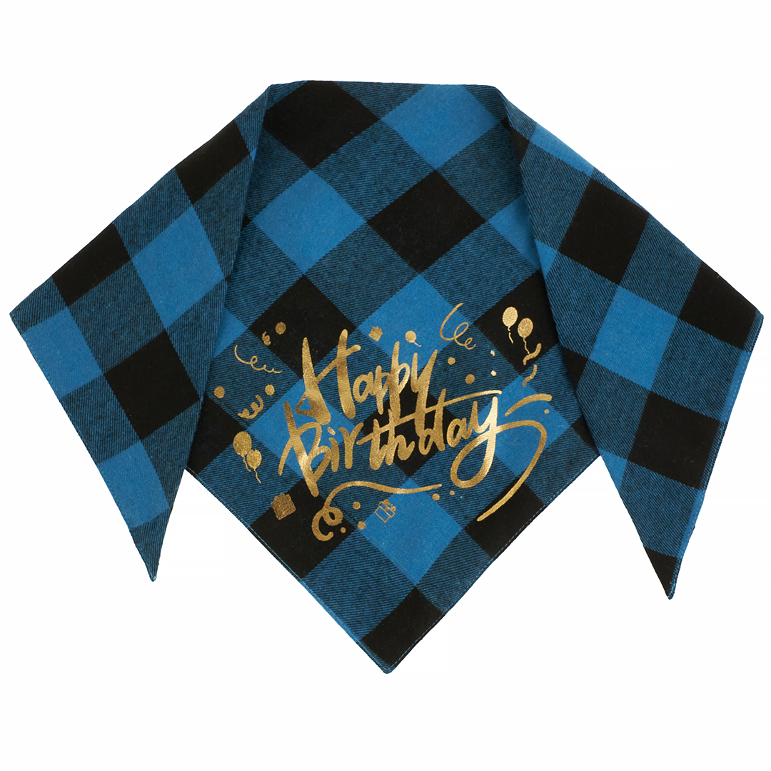 Праздничная бандана для питомца, Happy Birthday, Голубой, 65*45*45 см, 1 шт. в упак.