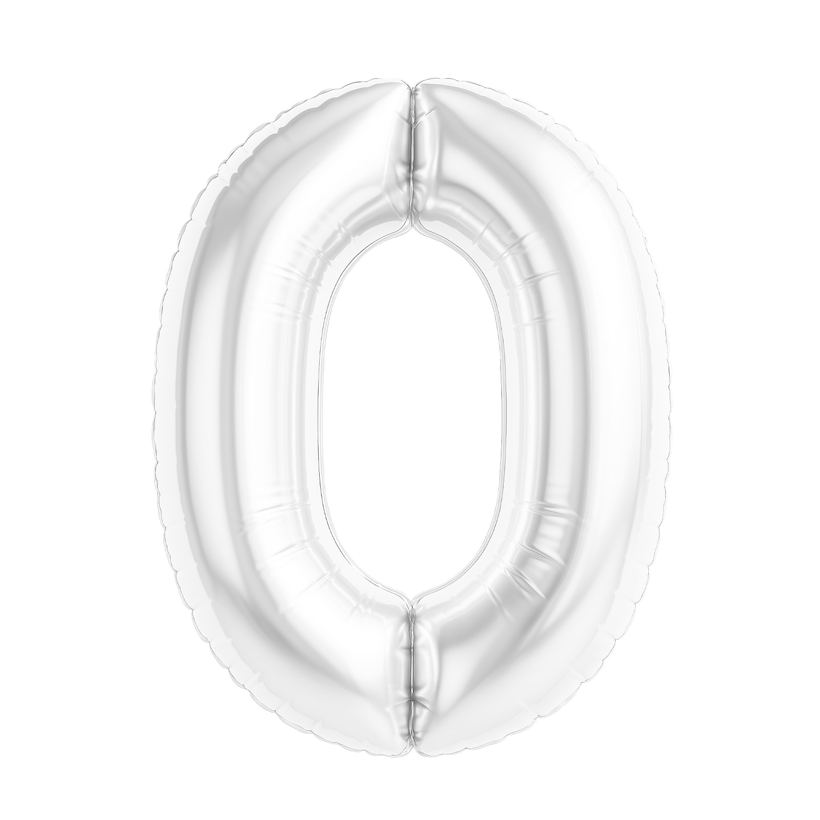 Шар (40''/102 см) Цифра, 0 Slim, Белый блеск, 1 шт. в уп.