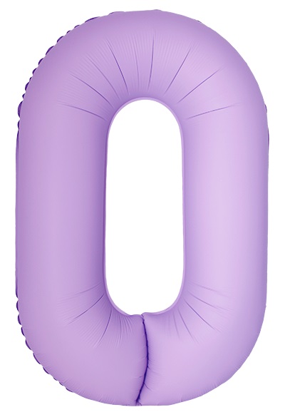 Шар (40''/102 см) Цифра, 0 Slim, Лаванда, Матовый, 1 шт. в уп.
