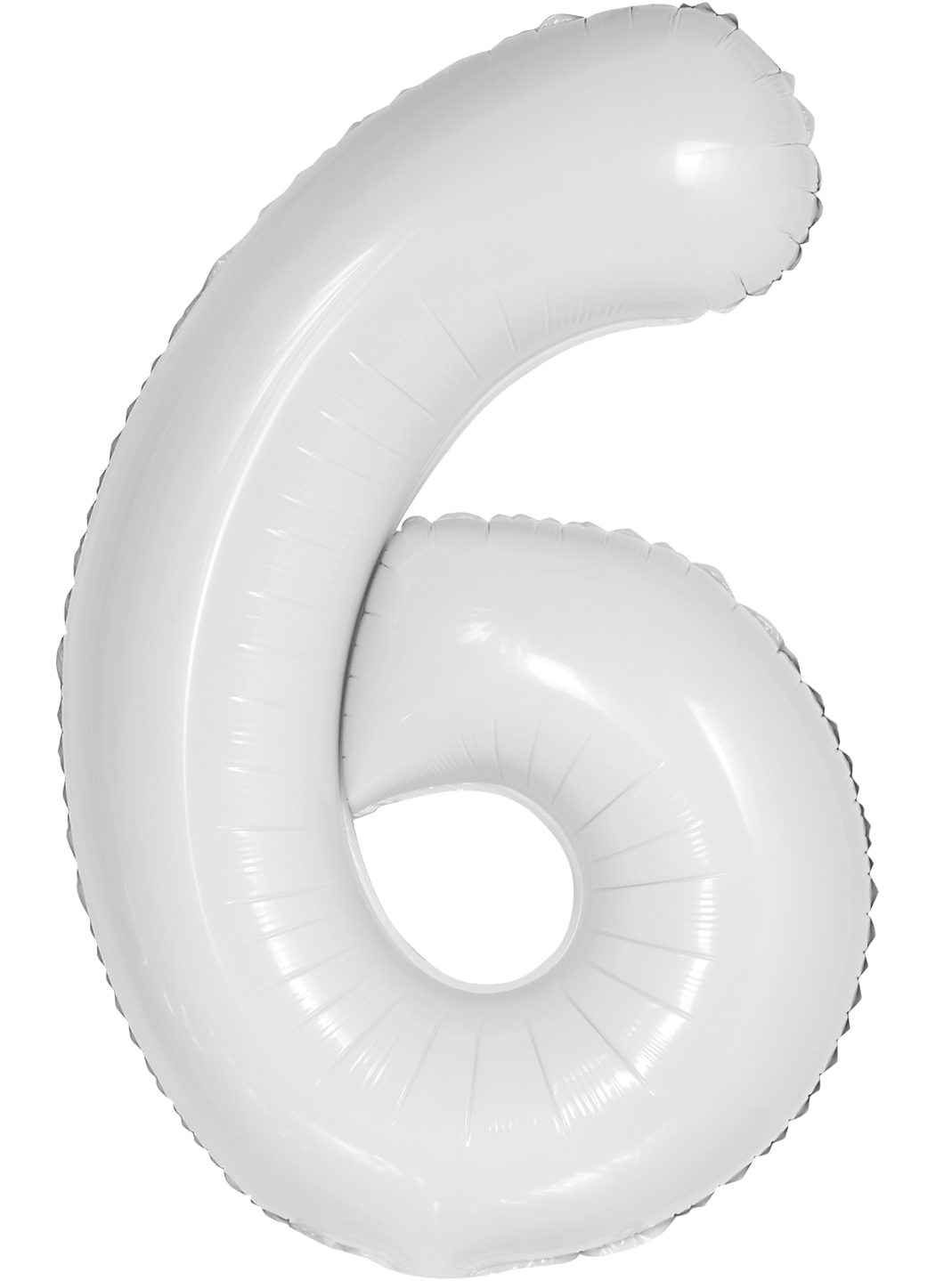 Шар (34''/86 см) Цифра, 6 Slim, Белый, 1 шт. в уп.