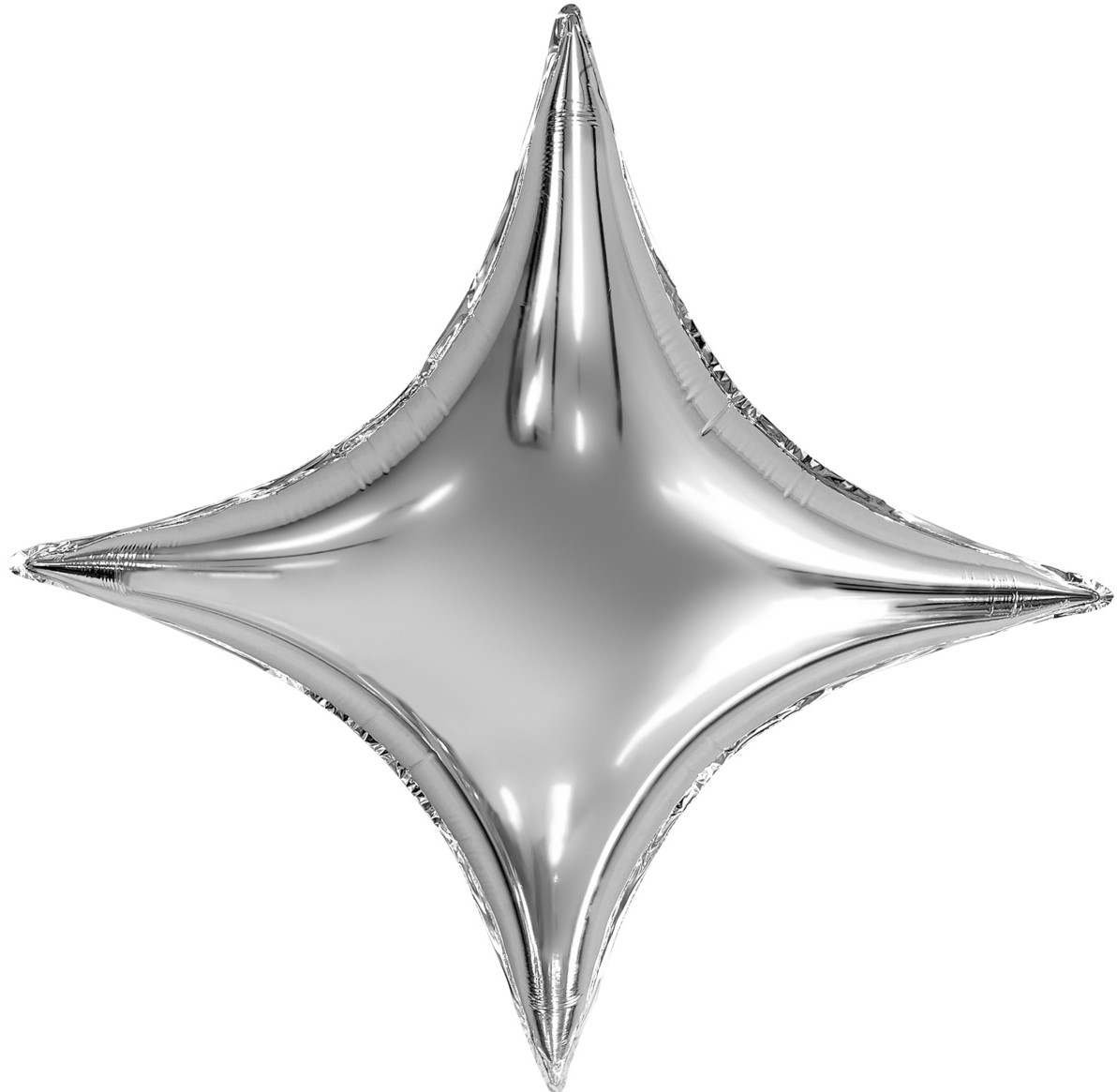 Шар (37''/94 см) Звезда, 4х-конечная, Сириус, Серебро, 1 шт. в уп.