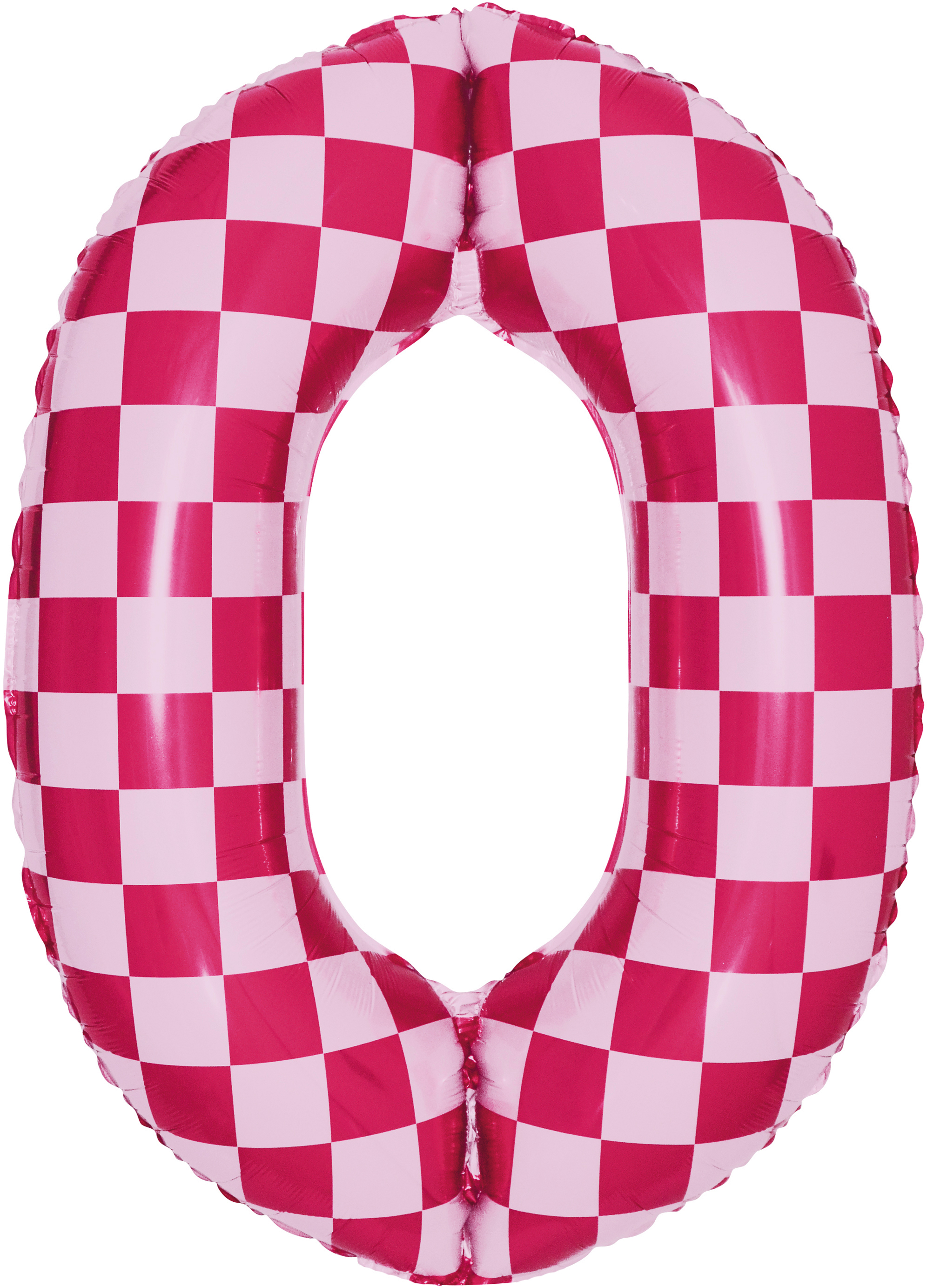 Шар (34''/86 см) Цифра, 0 Клеточки, Розовый/Фуше, 1 шт. в уп.