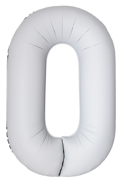 Шар (40''/102 см) Цифра, 0 Slim, Белый, Матовый, 1 шт. в уп.