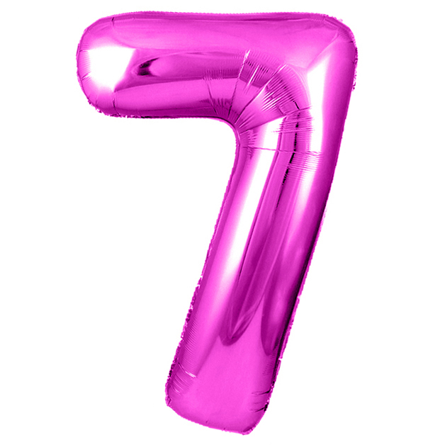 Шар (40''/102 см) Цифра, 7, Фуше, Металлик, 1 шт. в уп.