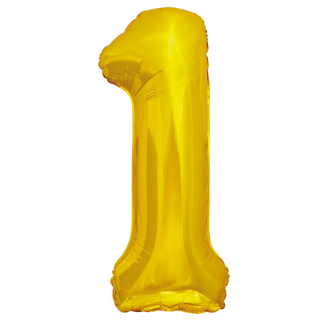 Шар (34''/86 см) Цифра, 1 ЭКО, Золото, 1 шт. в уп.