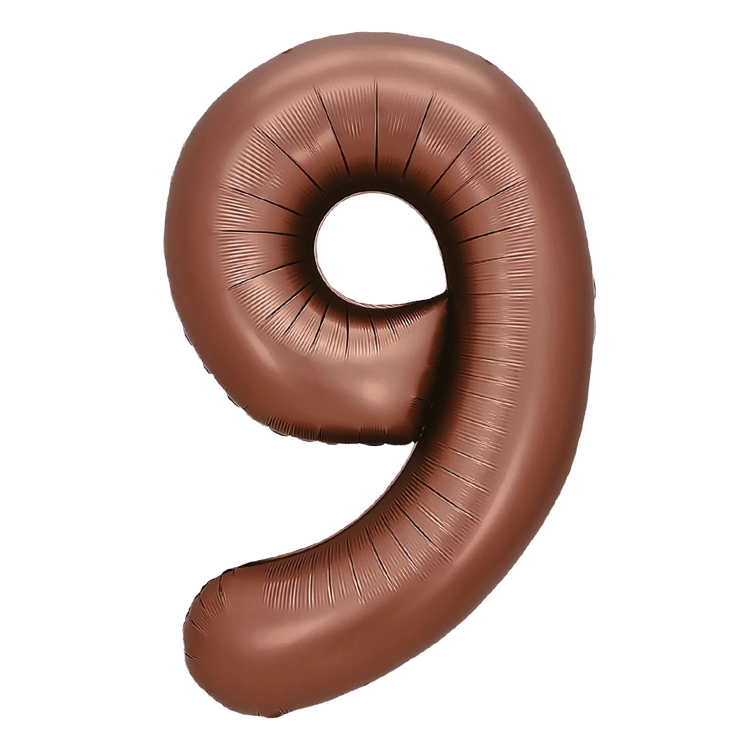 Шар (32''/81 см) Цифра, 9, Шоколадный, 1 шт. в уп.
