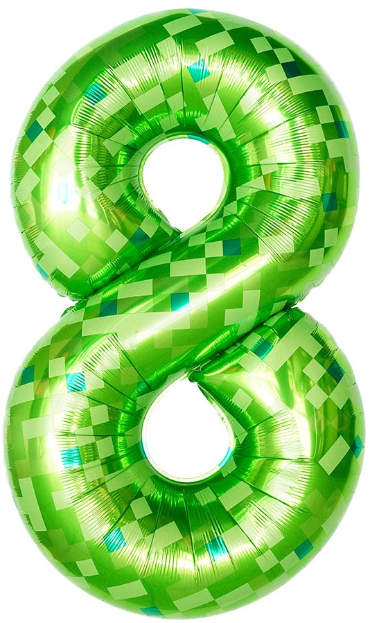 Шар (40''/102 см) Цифра, 8 Пиксели, Зеленый, 1 шт. в уп.