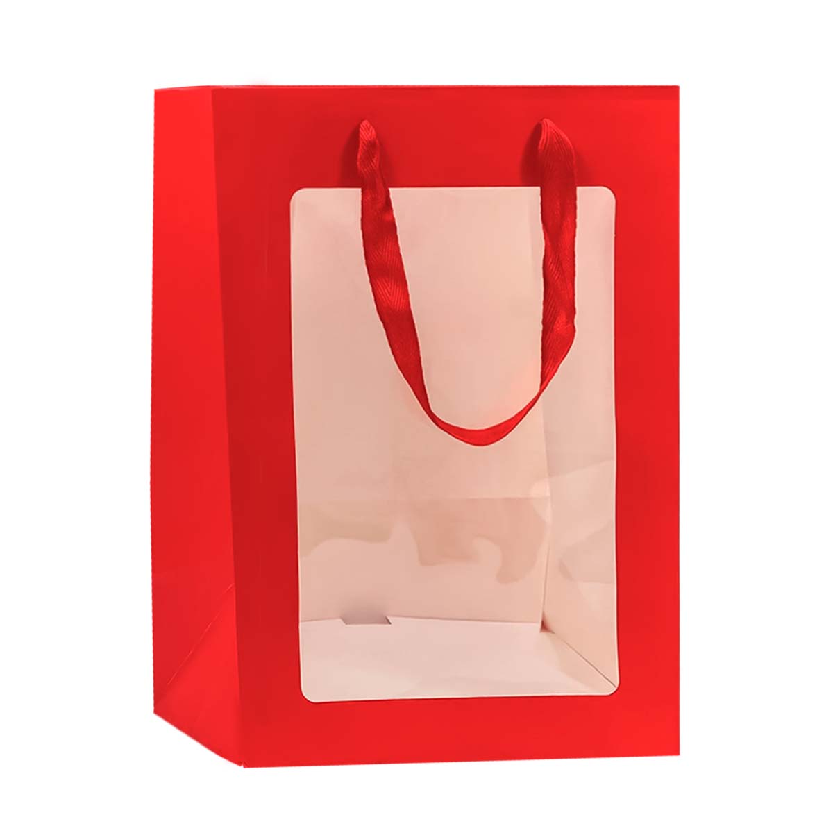Пакет для цветов, 250гр, Прозрачное окно, Красный, 25*18*13 см, 1 шт.